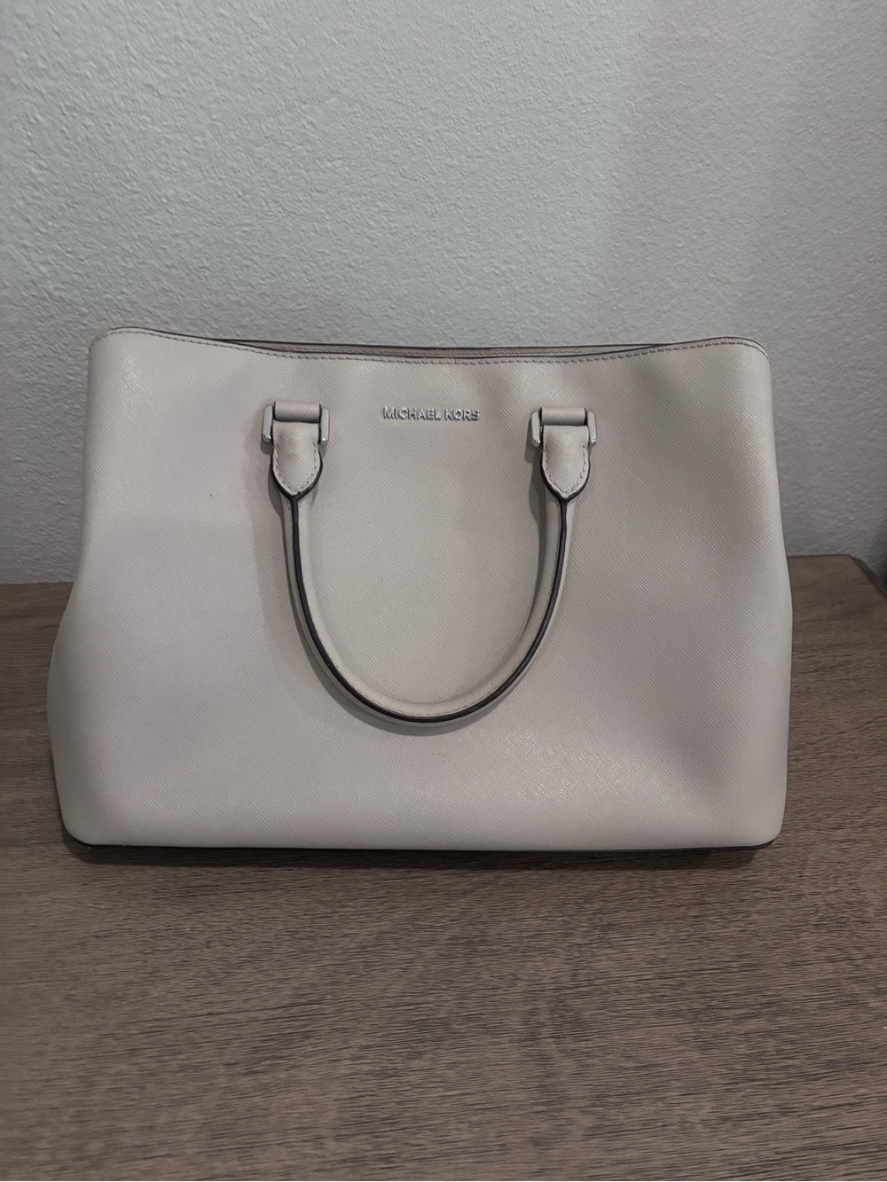 Michael Kors Light Taupe Leather Satchel